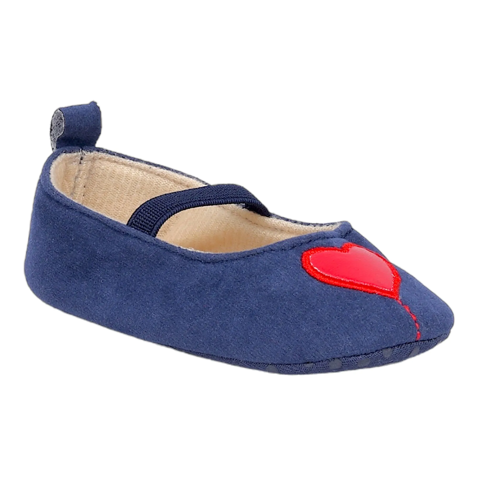 Baby Moo My Little Heart Anti-Skid Elastic Strap Ballerina Booties - Blue, Red