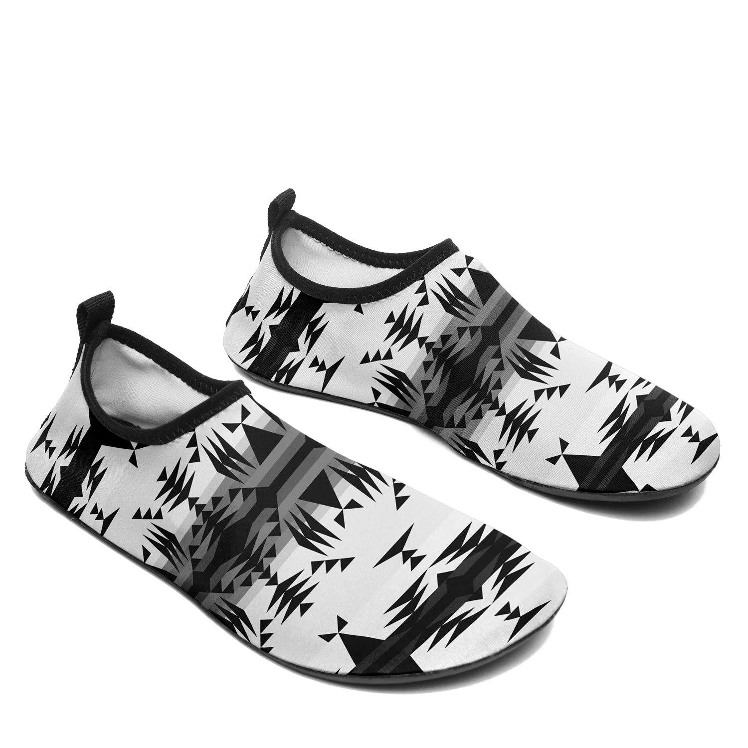 Between the Mountains White and Black Sockamoccs Slip On Shoes