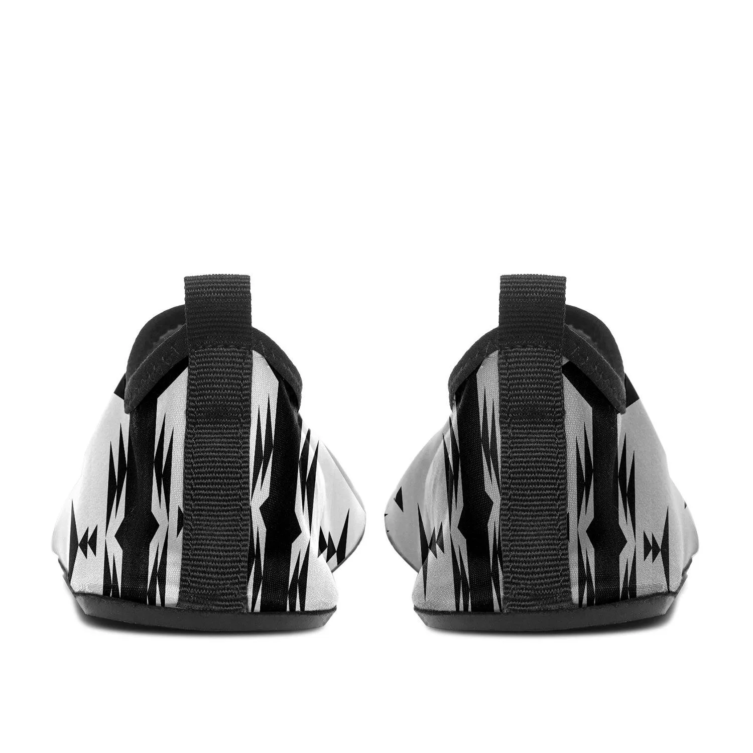 Between the Mountains White and Black Sockamoccs Slip On Shoes