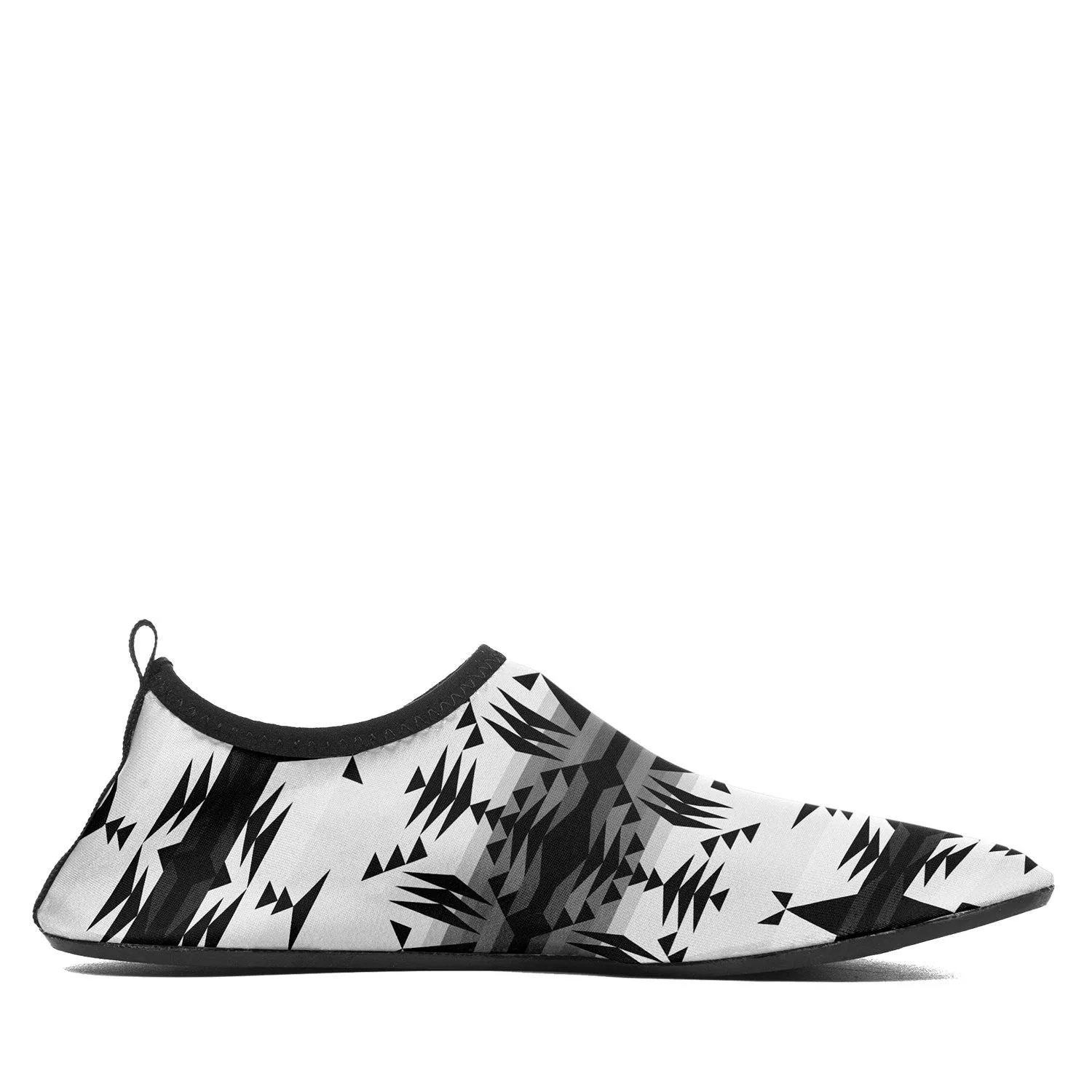 Between the Mountains White and Black Sockamoccs Slip On Shoes