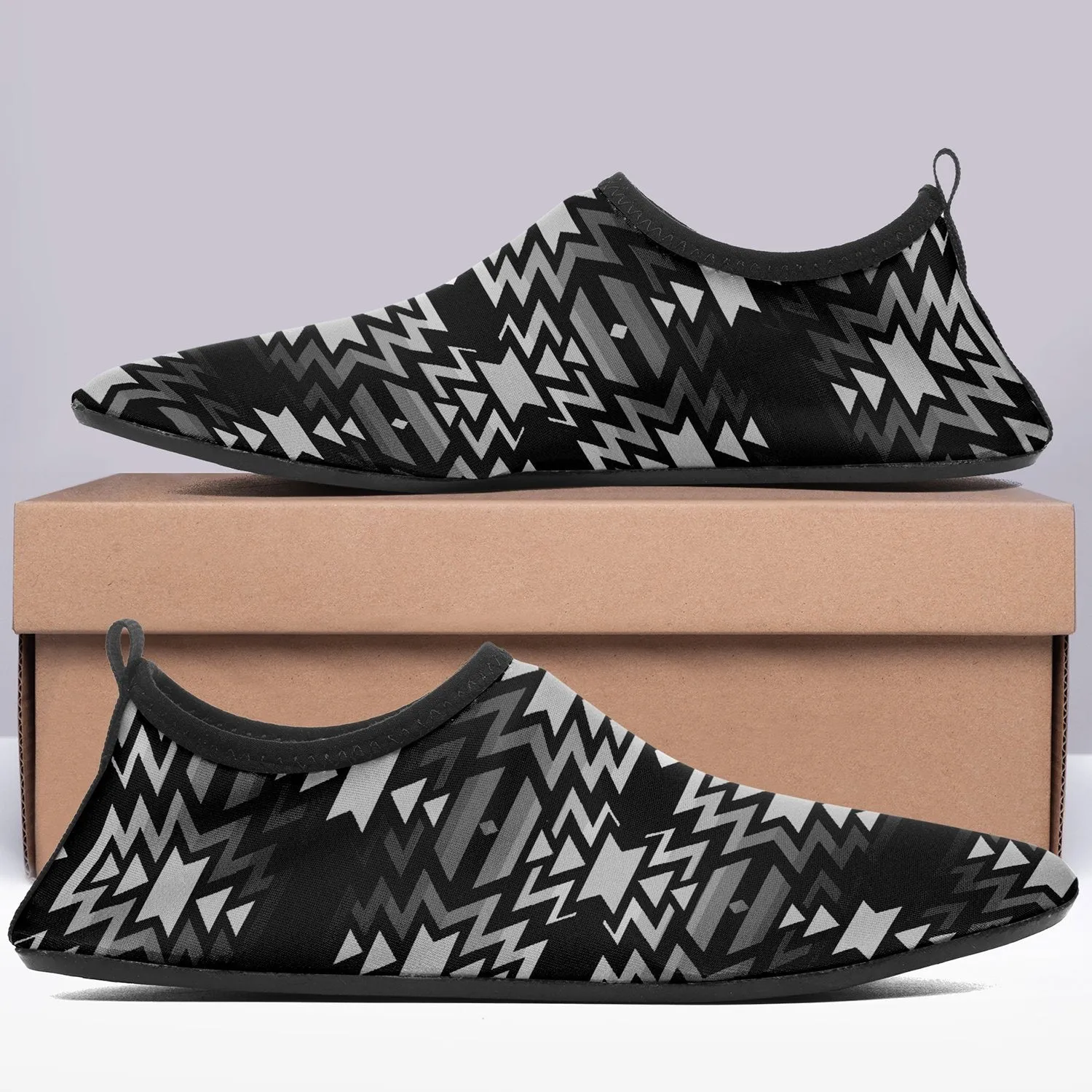 Black Fire Black and White Sockamoccs Slip On Shoes