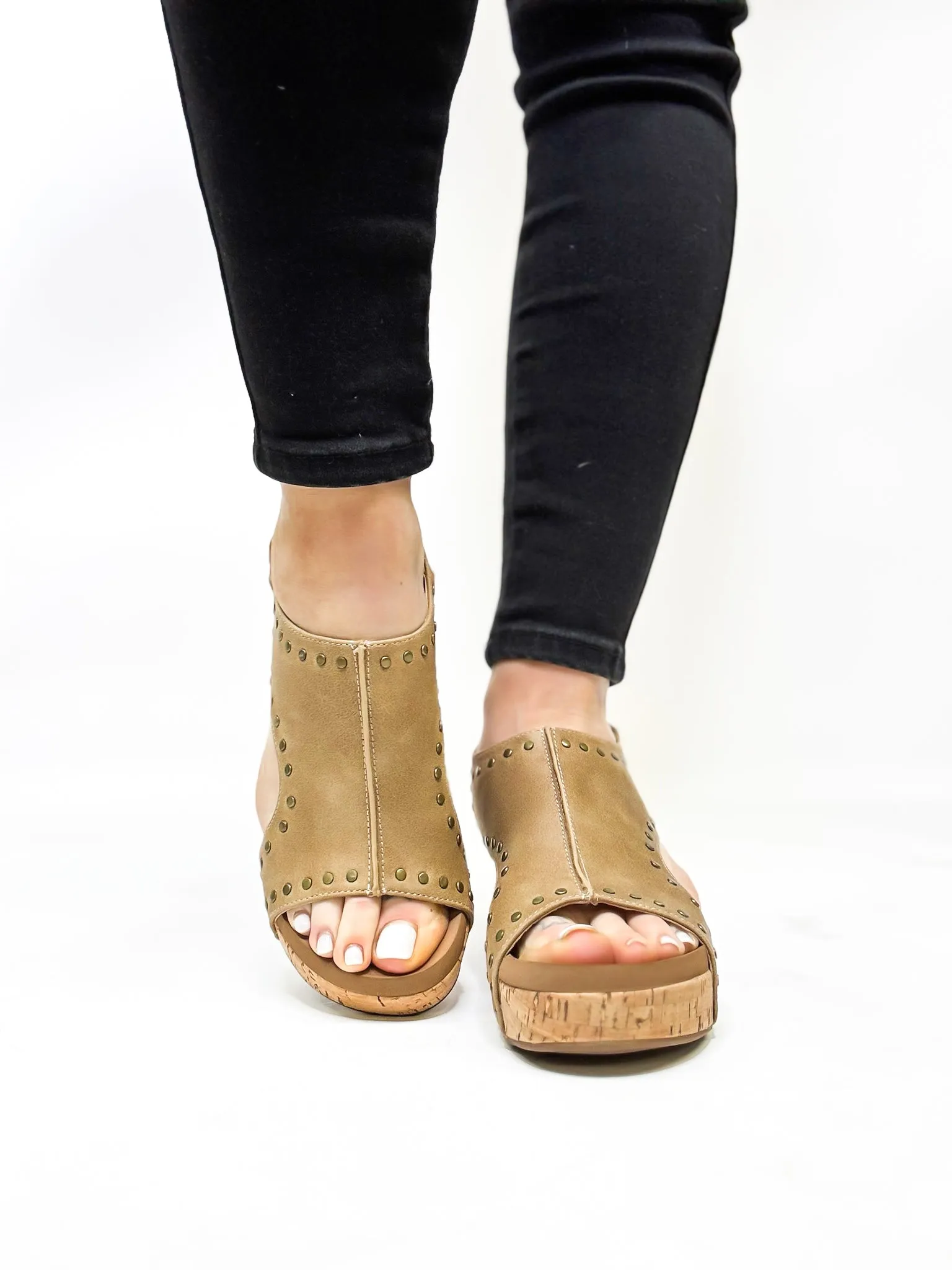 Corky's Taupe Oil Pu Studs Carley Sandals - FINAL SALE
