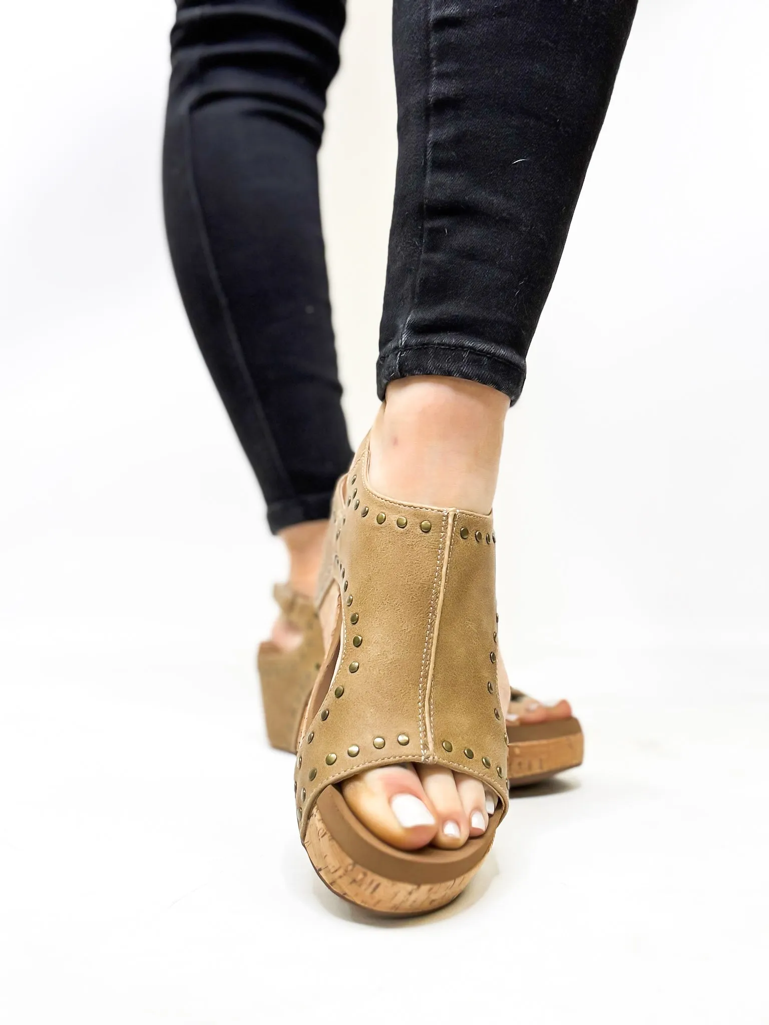 Corky's Taupe Oil Pu Studs Carley Sandals - FINAL SALE