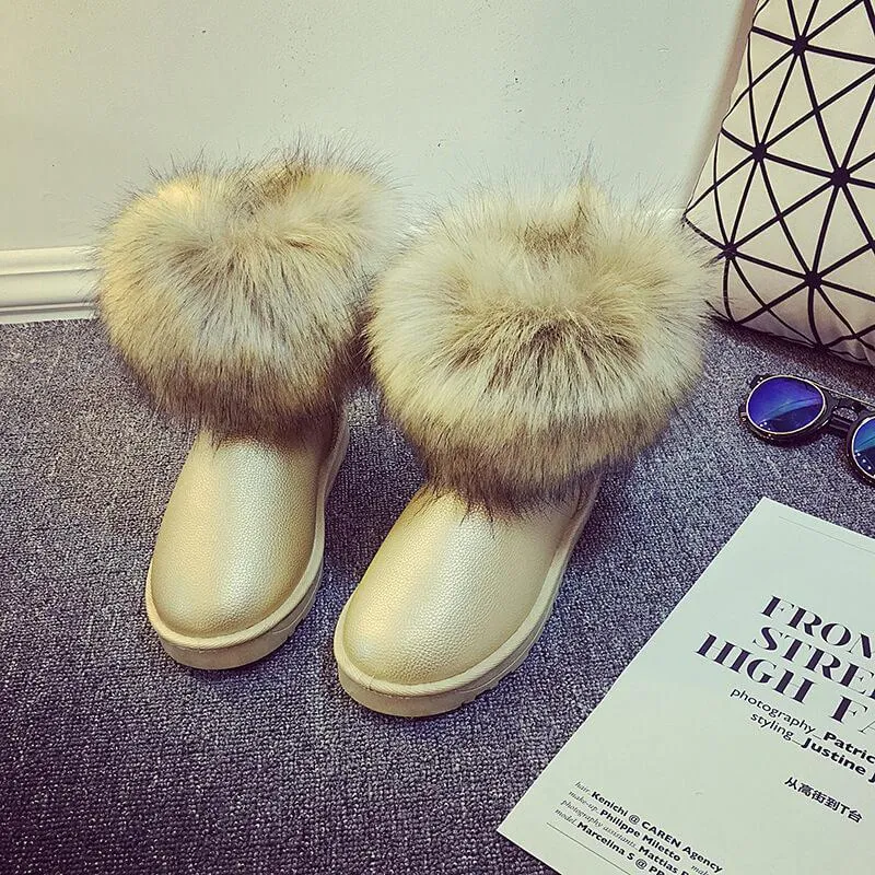 Fur Snow Round Toe Suede Boots
