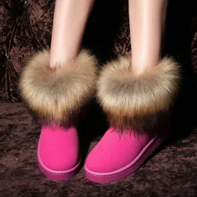 Fur Snow Round Toe Suede Boots