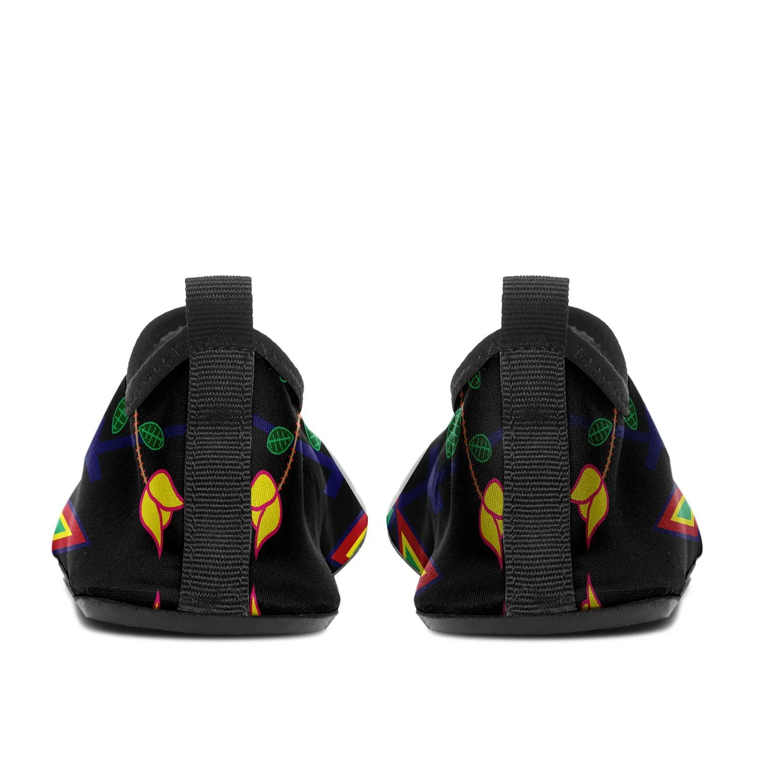 Geometric Floral Spring Black Sockamoccs Slip On Shoes