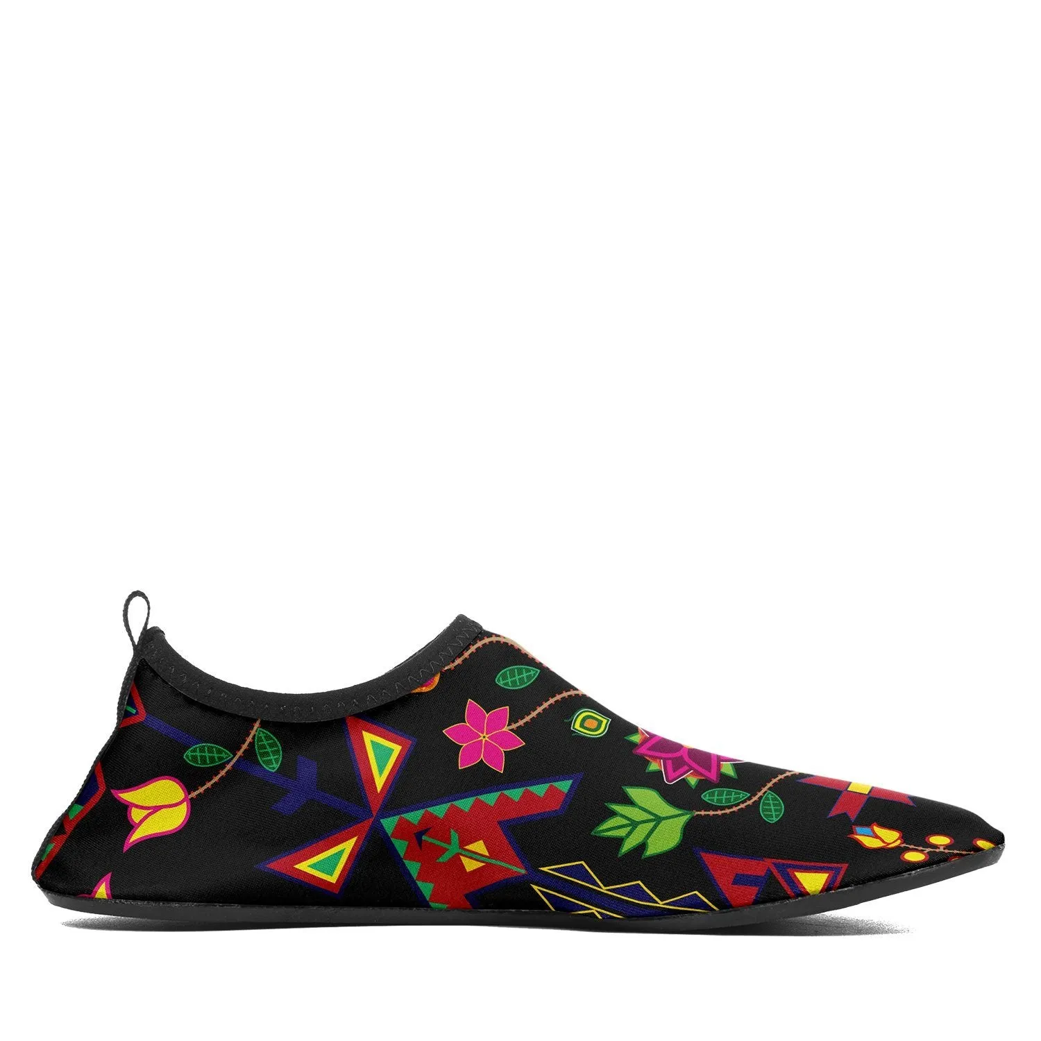 Geometric Floral Spring Black Sockamoccs Slip On Shoes