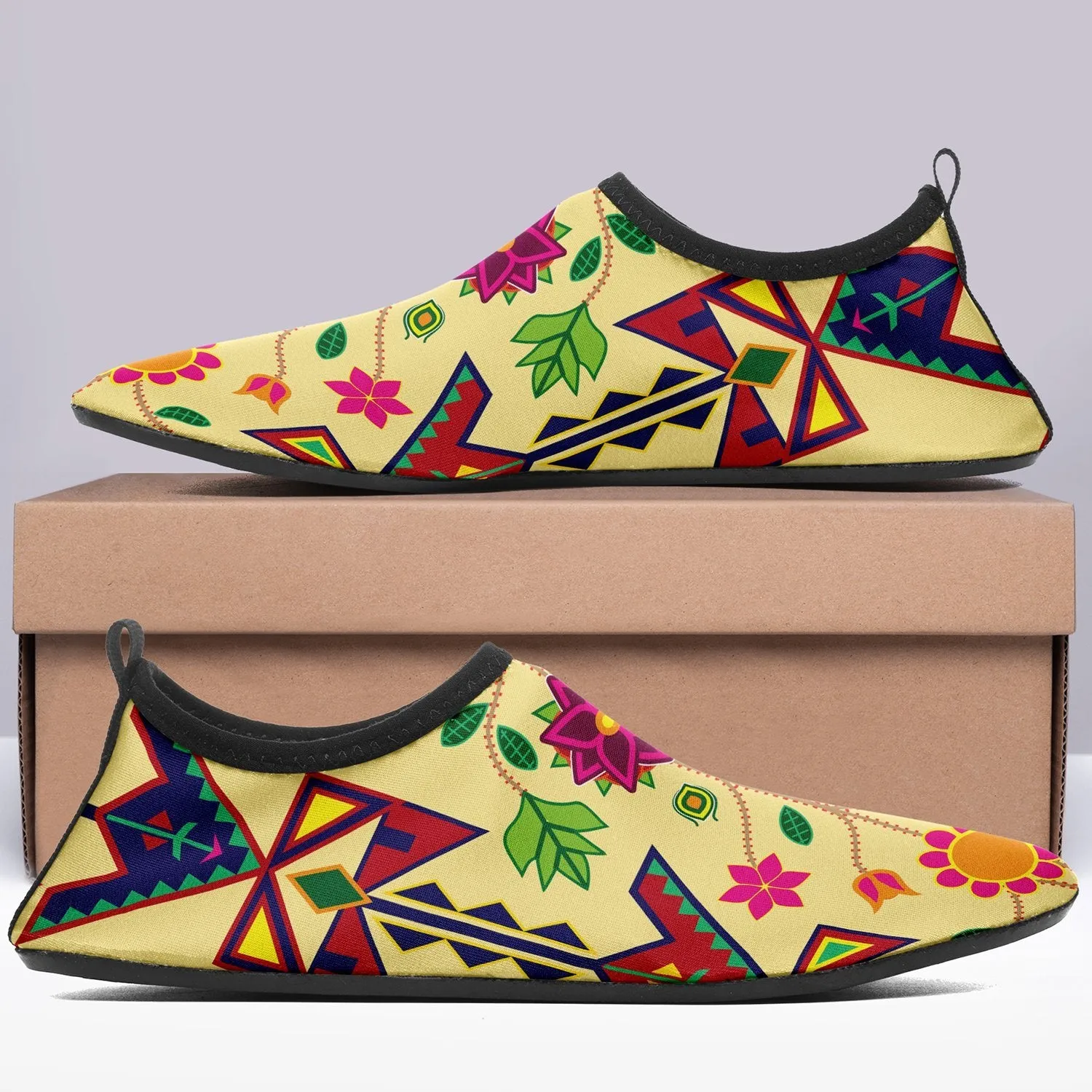 Geometric Floral Spring Vanilla Sockamoccs Slip On Shoes