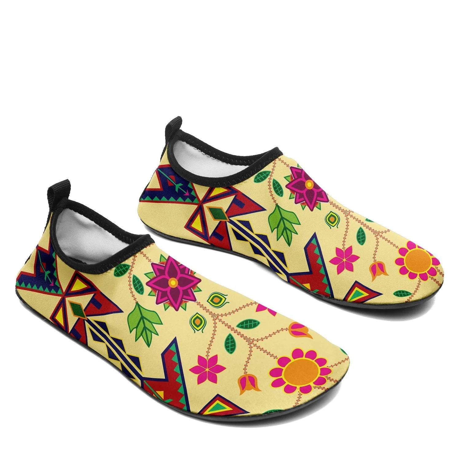 Geometric Floral Spring Vanilla Sockamoccs Slip On Shoes