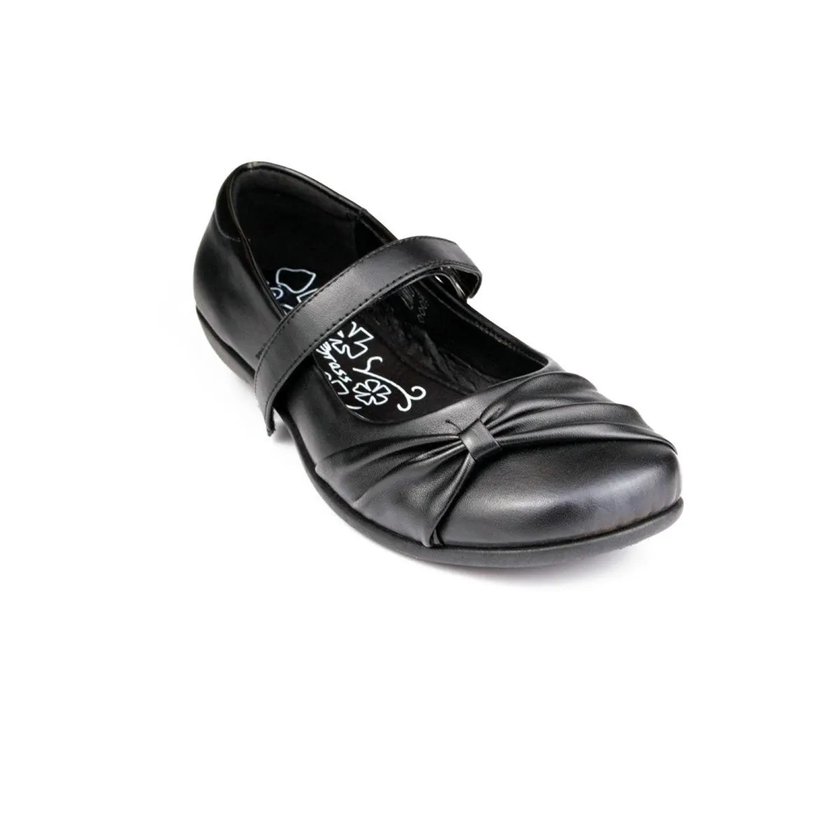 Girls Black School Shoe Fasten Strap
