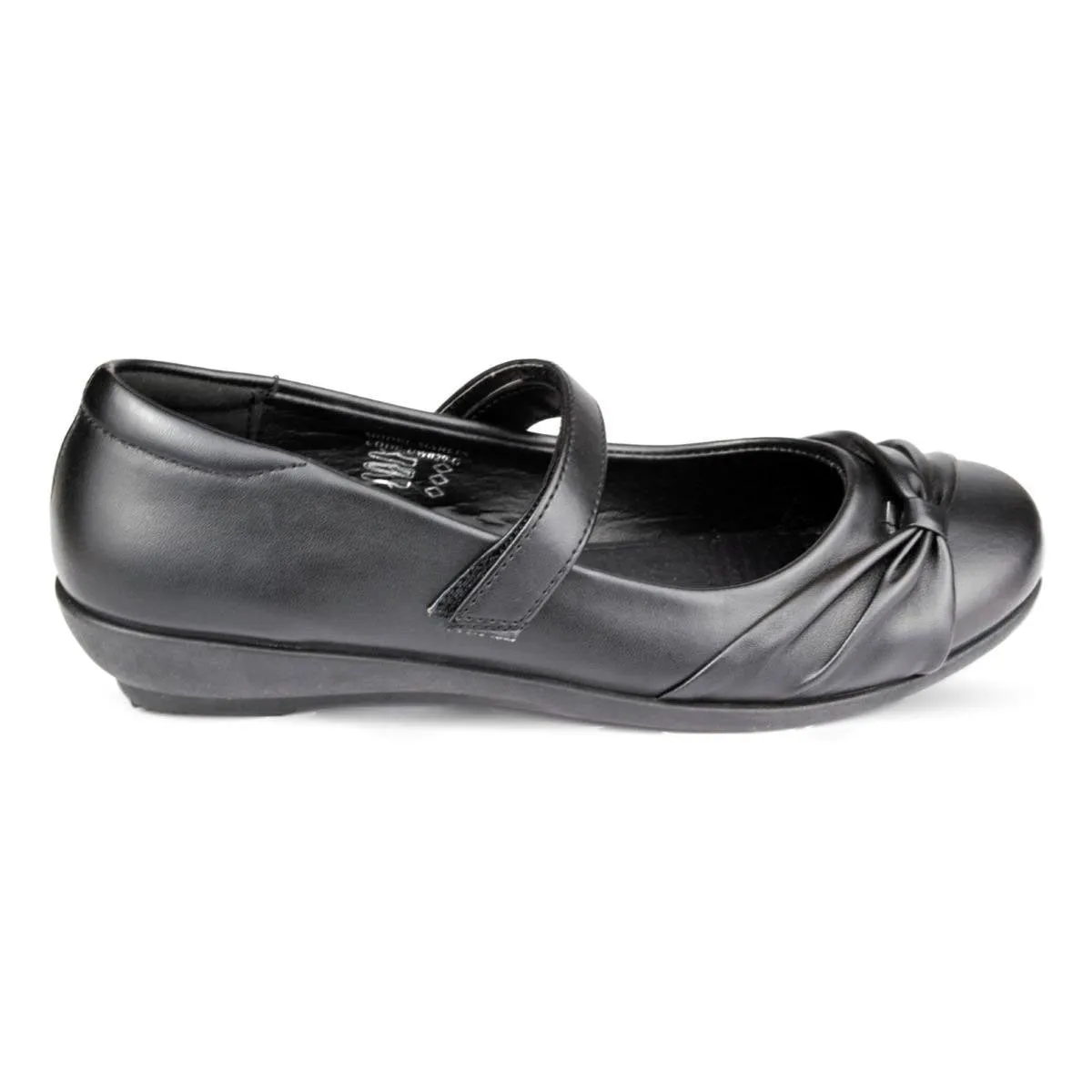 Girls Black School Shoe Fasten Strap