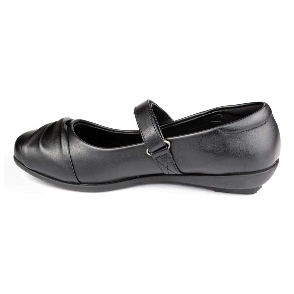 Girls Black School Shoe Fasten Strap