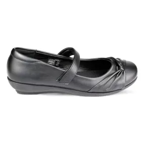 Girls Black School Shoe Fasten Strap