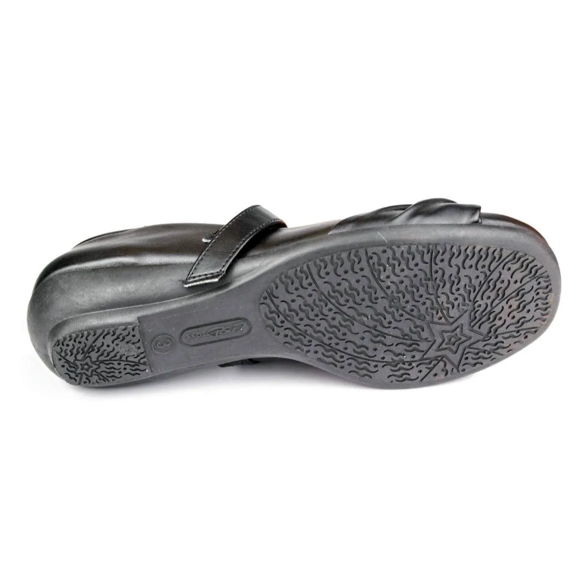 Girls Black School Shoe Fasten Strap