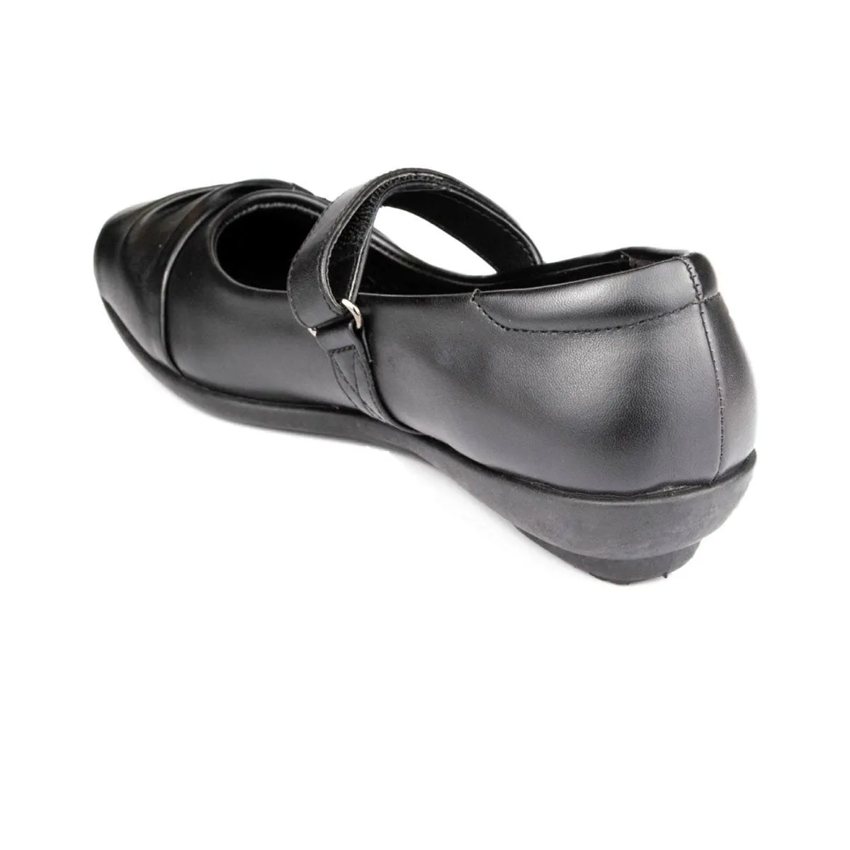 Girls Black School Shoe Fasten Strap