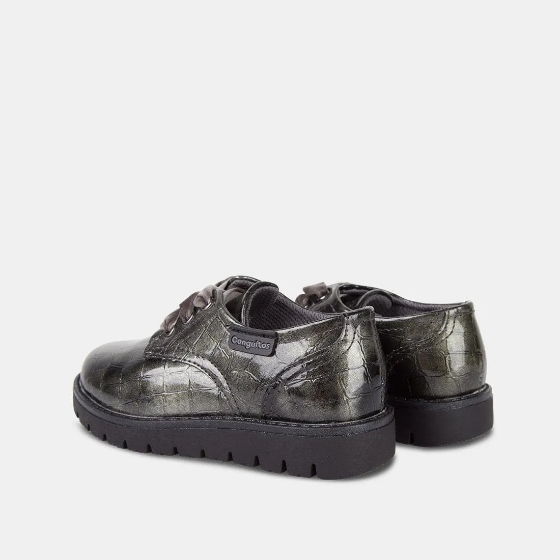 Girl's Grey Patent Leather Shoes