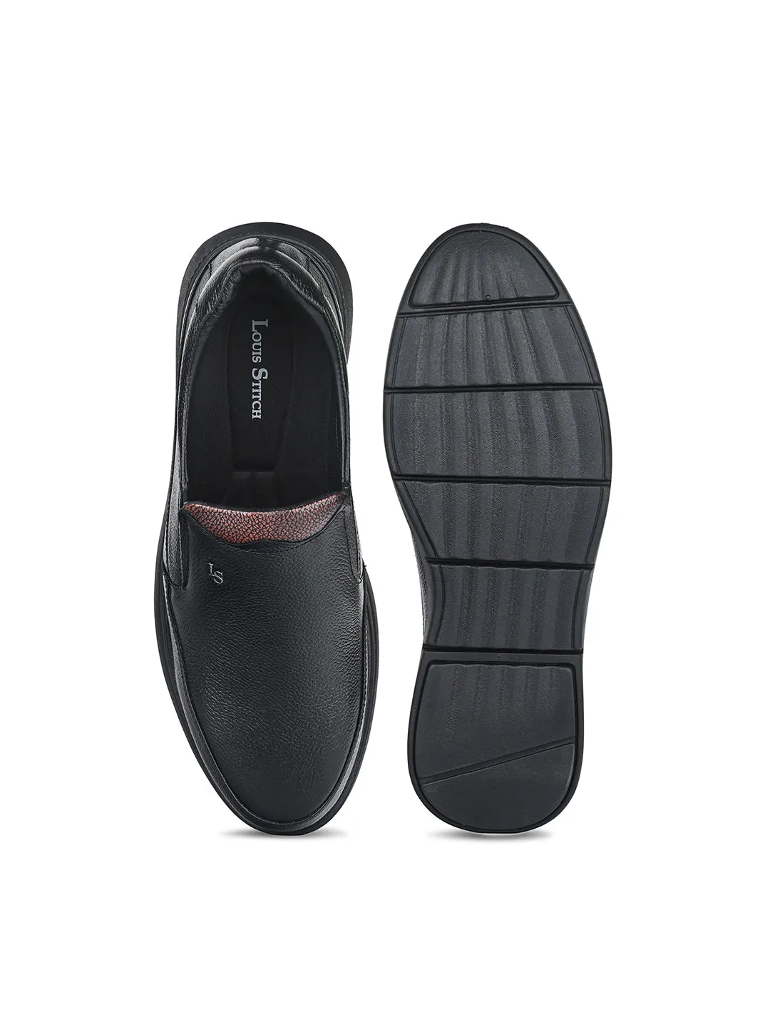 Jet Black Genuine Leather Slip-On Moccasin Shoes
