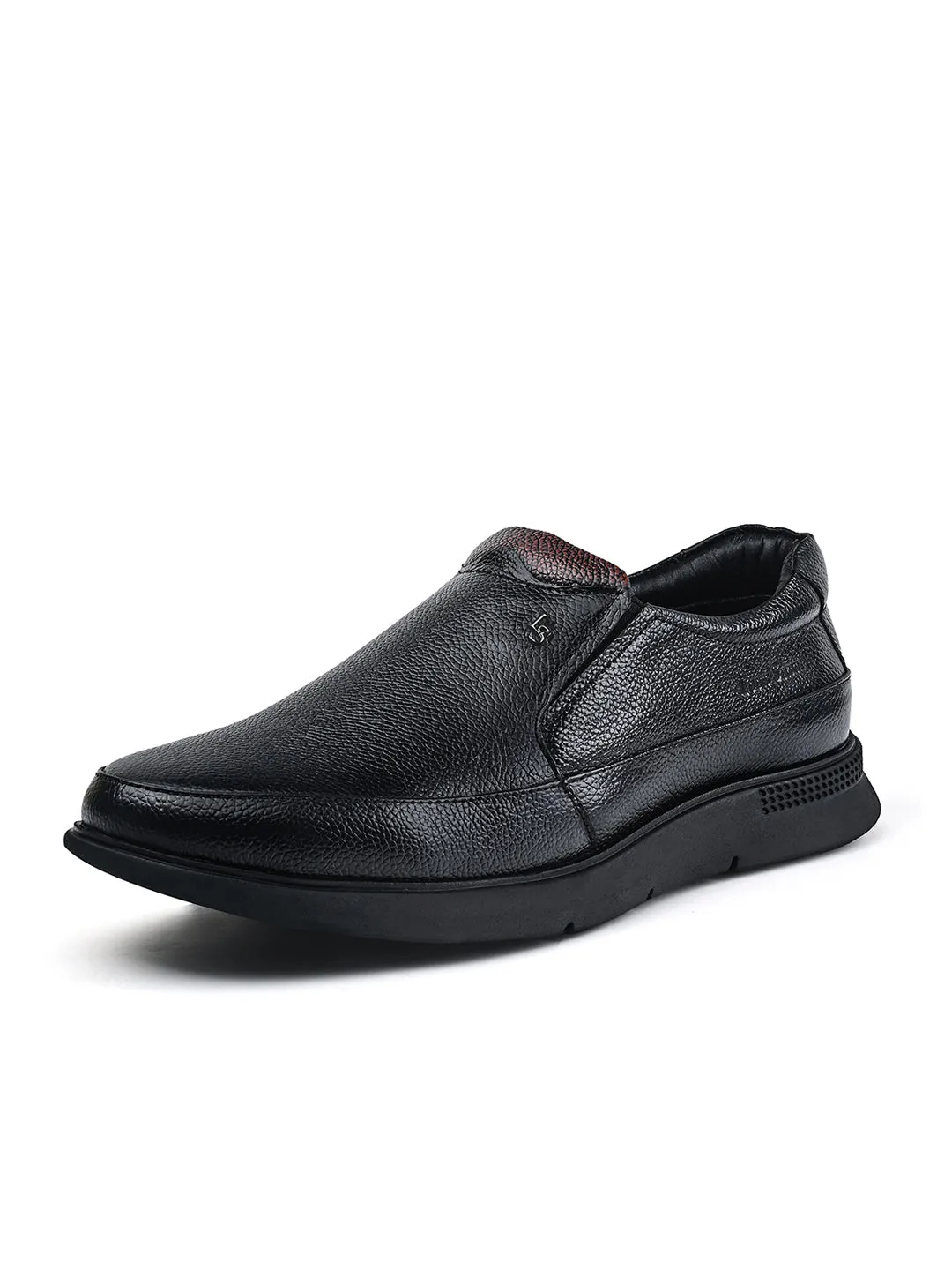 Jet Black Genuine Leather Slip-On Moccasin Shoes
