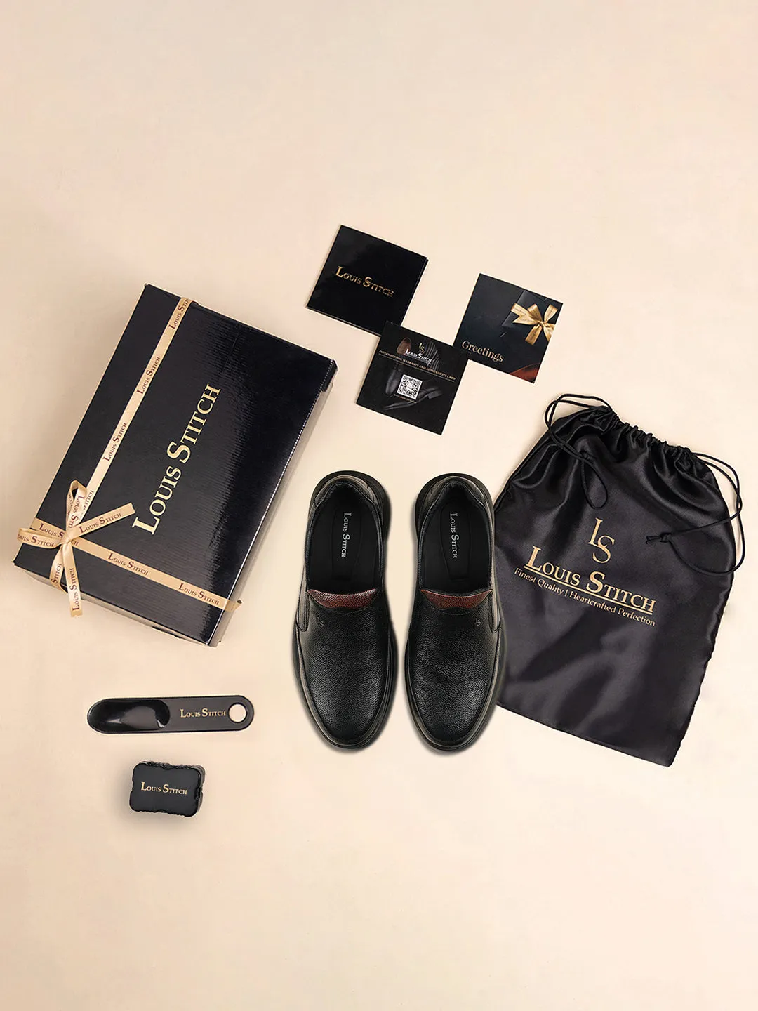 Jet Black Genuine Leather Slip-On Moccasin Shoes