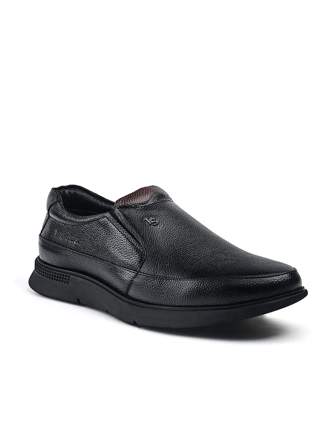 Jet Black Genuine Leather Slip-On Moccasin Shoes