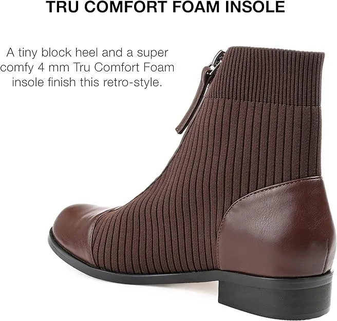 Journee Collection Women's Bexlie Front Zipper Capped Toe Booties  Color Brown Size 9.5M