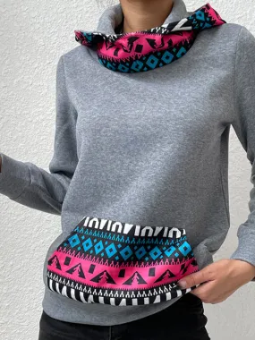 Ladies Casual Hooded Pullover Fashion Trendy Print Sweatshirt
