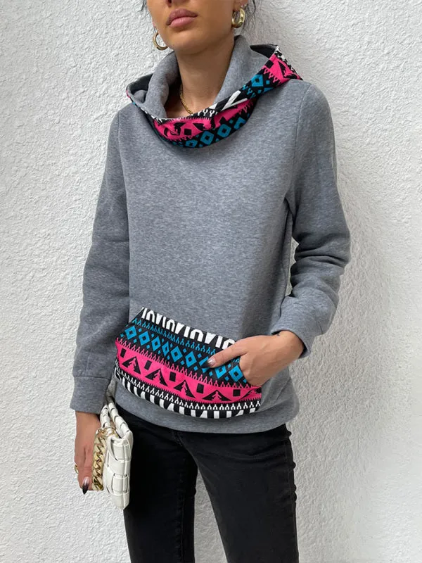 Ladies Casual Hooded Pullover Fashion Trendy Print Sweatshirt