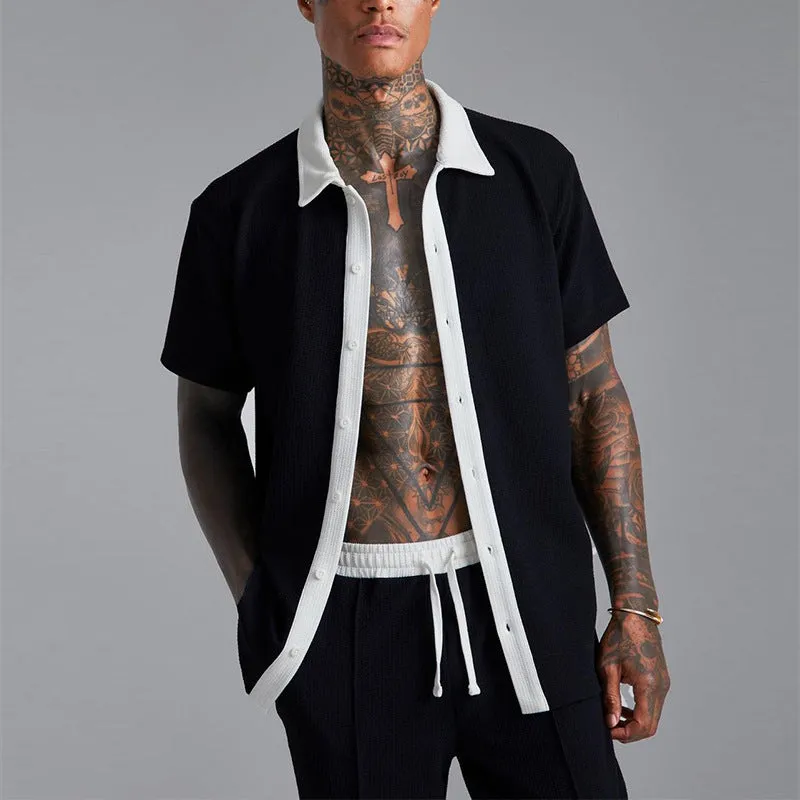 Men's Fashion Sports & Leisure Two-Piece Suit – Printed Polyester Outfit