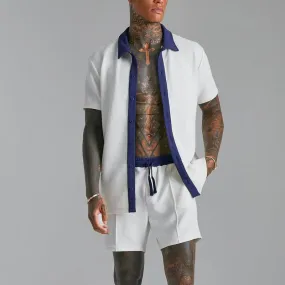 Men's Fashion Sports & Leisure Two-Piece Suit – Printed Polyester Outfit