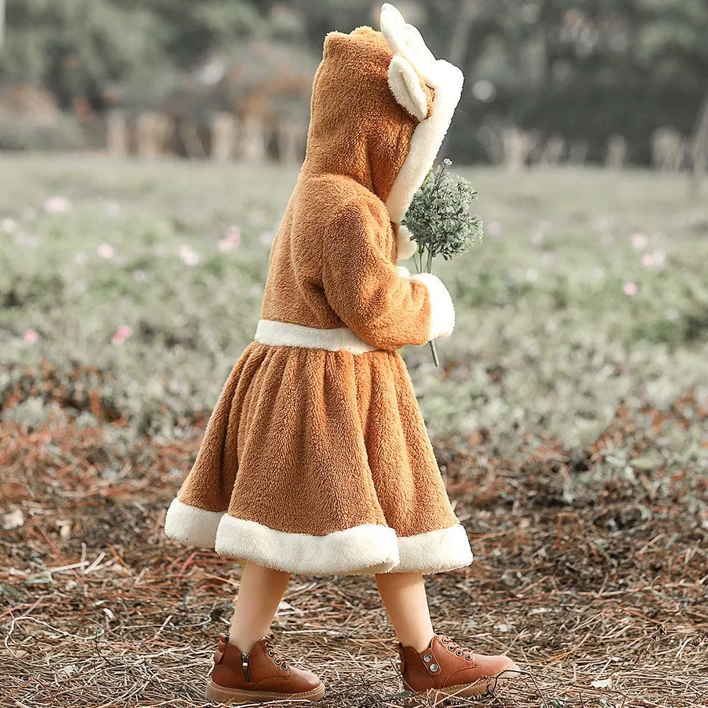 Parent-child Animal Costume Christmas Elk Skirt Play Coral Fleece Home Parent-child Outfit