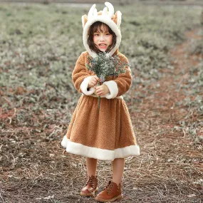 Parent-child Animal Costume Christmas Elk Skirt Play Coral Fleece Home Parent-child Outfit