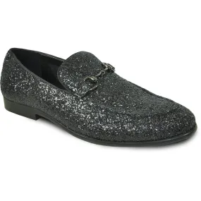 "Black Sequin Prom 2025 Tuxedo Loafer - Modern Men's Glitter Footwear"