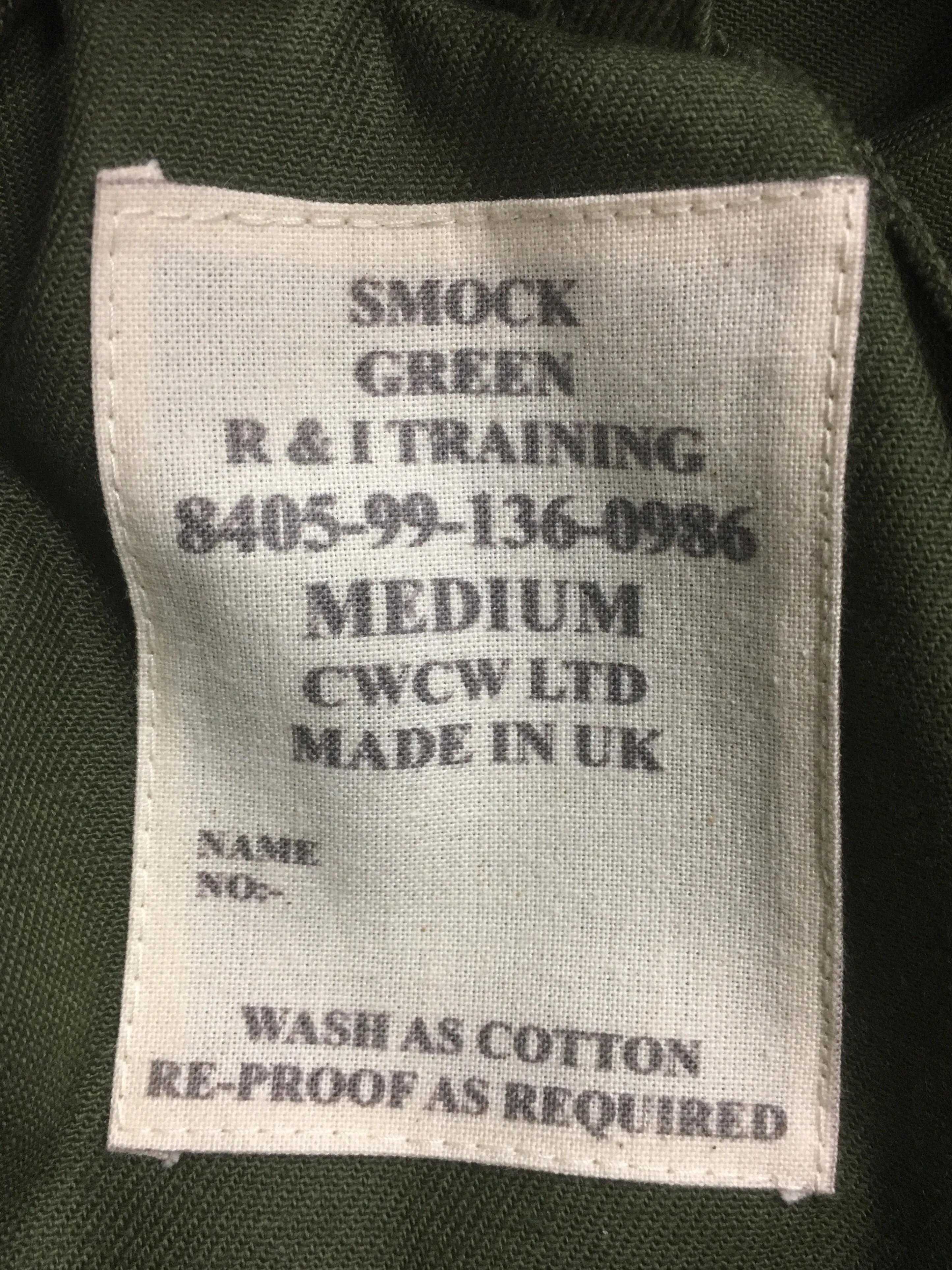 R AND I TRAINING SMOCK GREEN