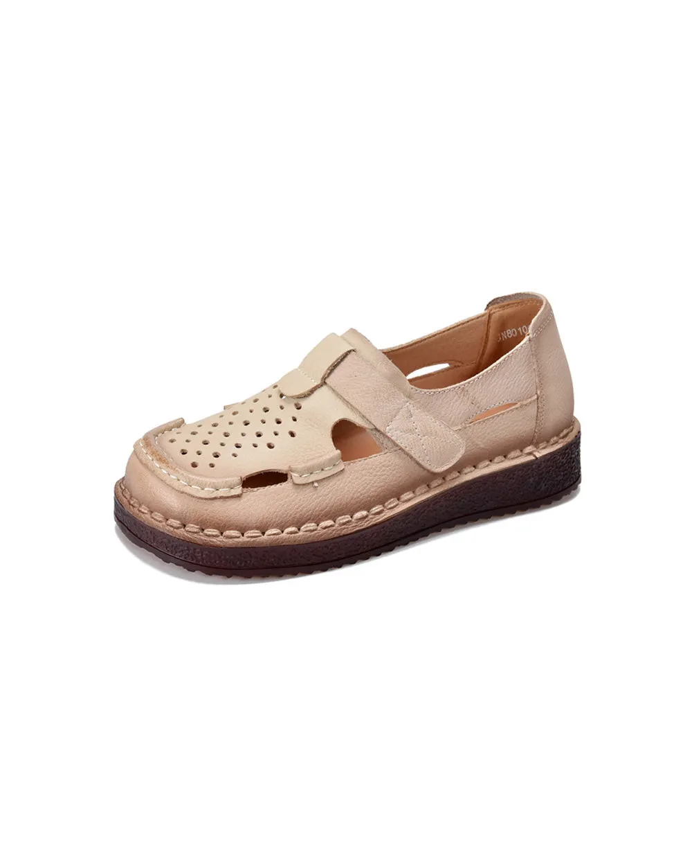 Real Leather Soft Sole Cute Out Handmade Retro Flat Shoes