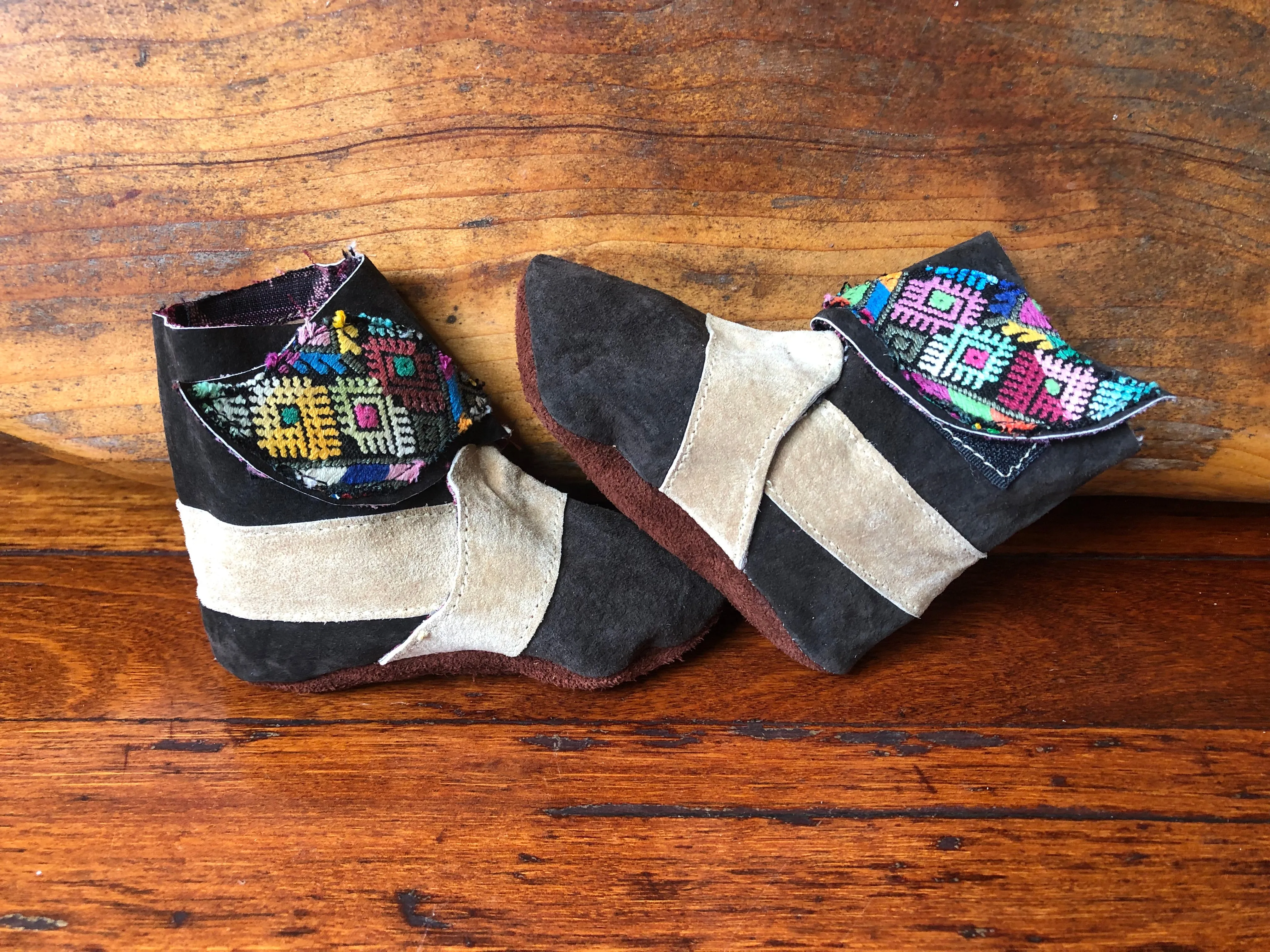Size 21 Baby Ninja Boots - Black and Tan Diamonds