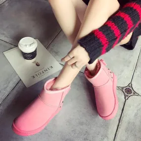 Snow Fur Rivet Ankle Low Heel Boots