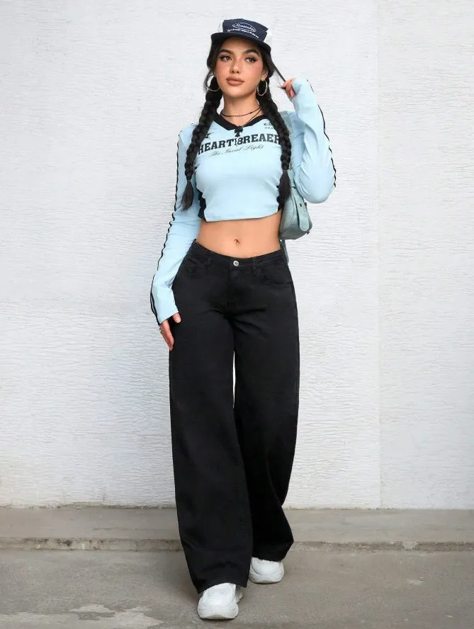 Wide Leg High-Rise Heavy Black Jeans